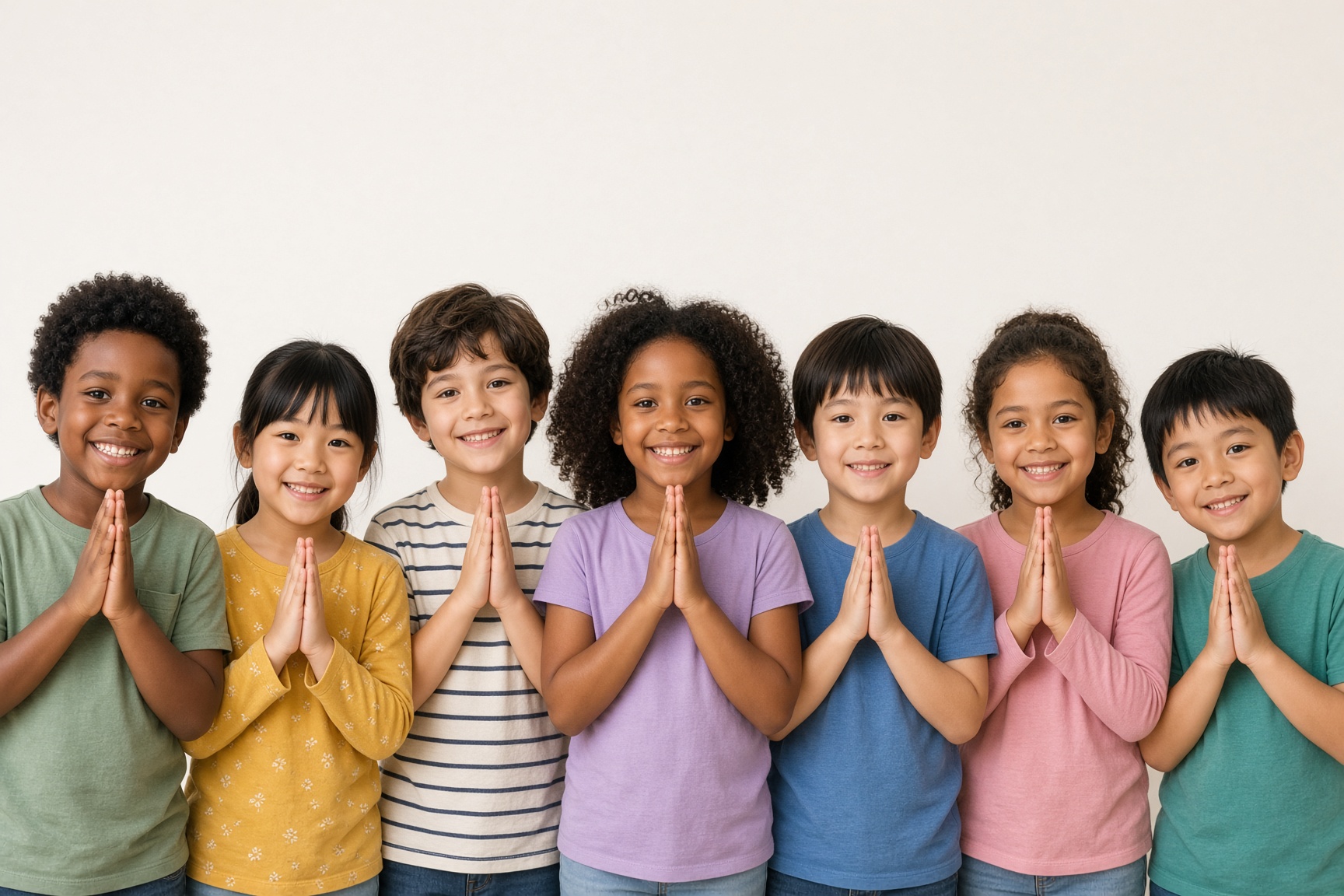 Multicultural group of children smiling together
